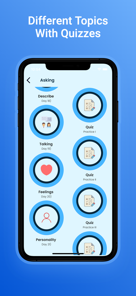 Interfaz de la aplicación de aprendizaje de malayo que muestra lecciones y cuestionarios de práctica para diferentes temas.