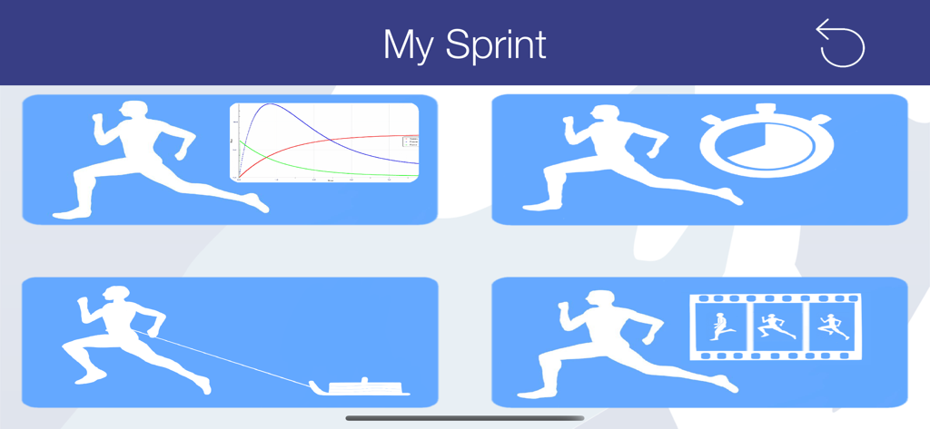 My Sprint - My Sprint App-Dashboard mit Funktionen für Kraft-Geschwindigkeits-Profiling, Timing-Schlitten-Training und Videoanalyse
