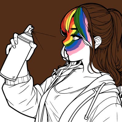 a realistic girl spray, painting