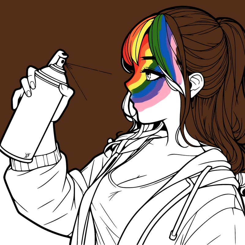 a realistic girl spray, painting