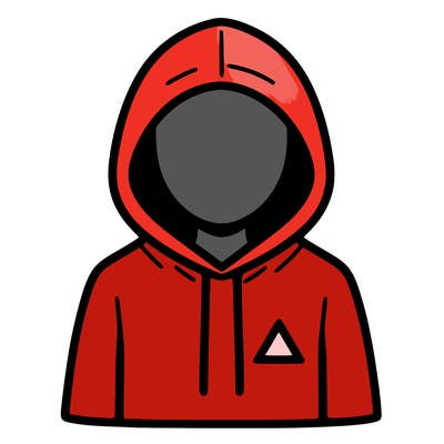 a person with non face waering a hoodie with a small triangle symbol