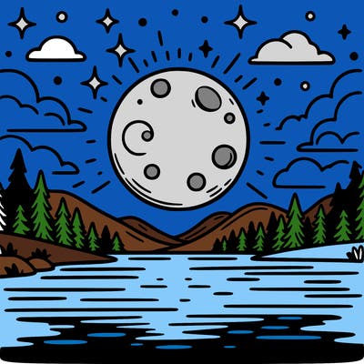 moonlight shining on a lake