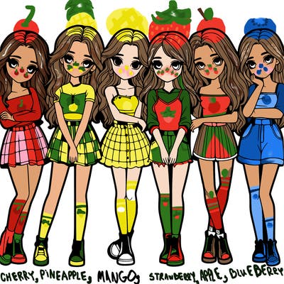 a group of girls realistic