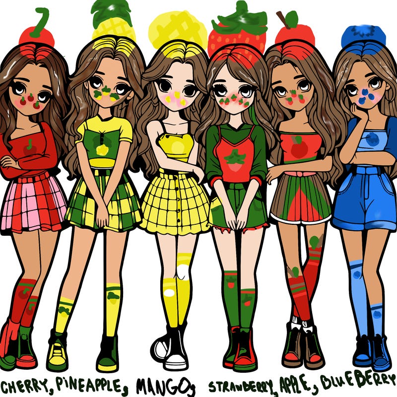 a group of girls realistic