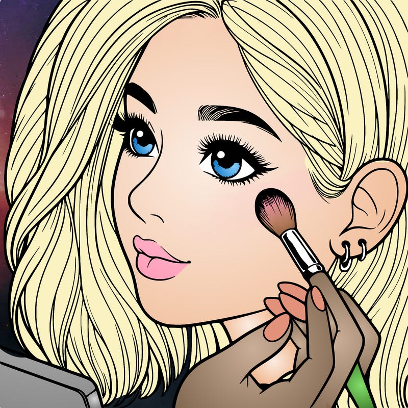 a realistic girl doing her makeup