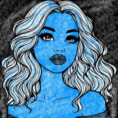 realistic girl with wavy hair and lips