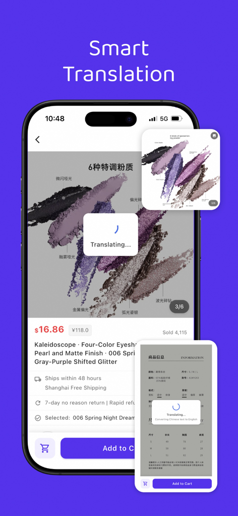 Shopme Agent smart translation feature for product descriptions and size charts
