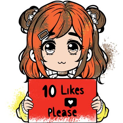 a girl with a sign saying 10 likes please