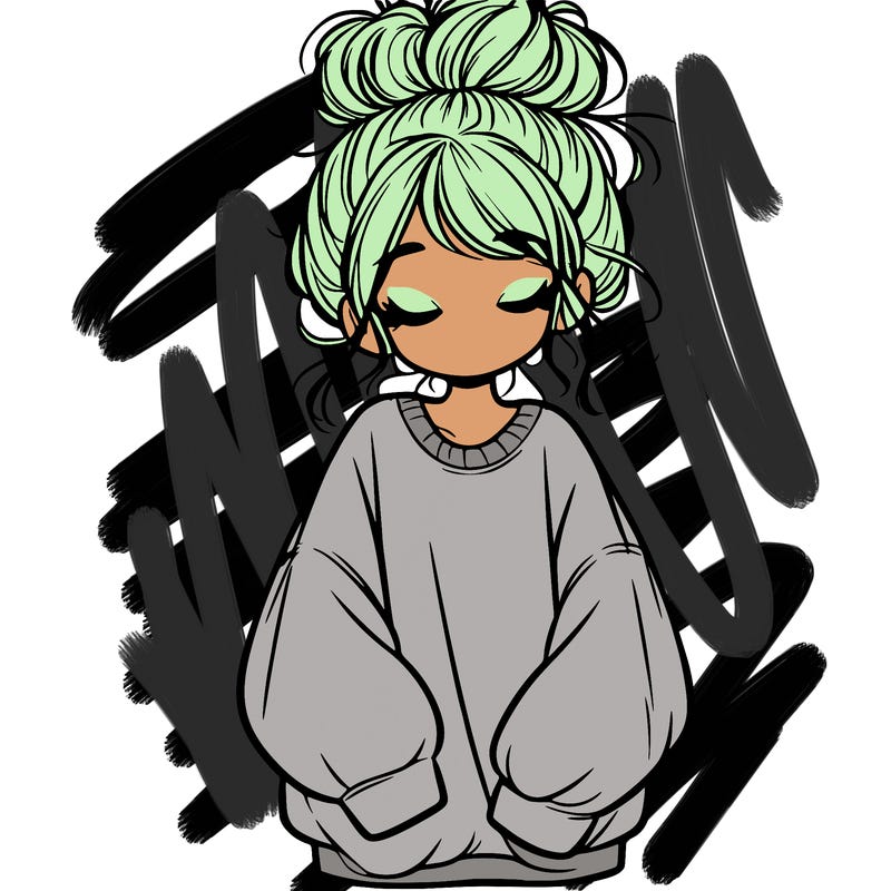 girl with baggy sweatshirt and messy bun