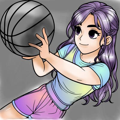 realistic girl playing basketball