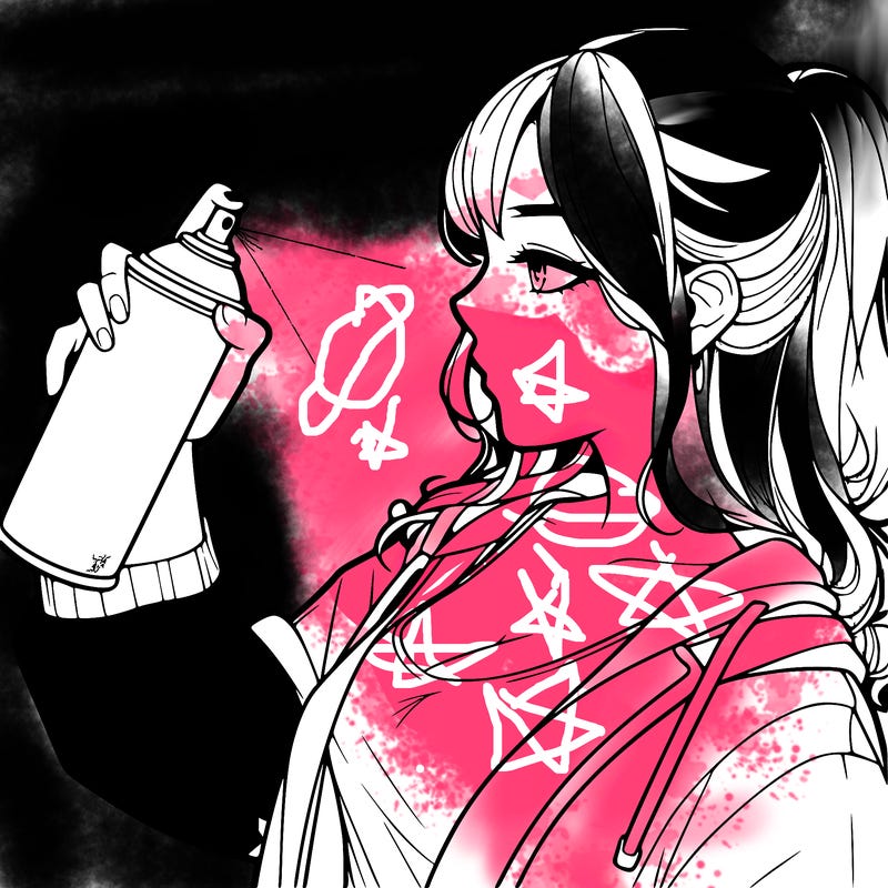 a realistic girl spray, painting