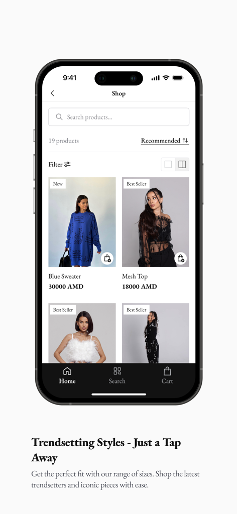 Sir Qochar - The Sir Qochar shopping app displaying a curated collection of modern Armenian fashion items