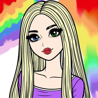 realistic girl with straight and long hair