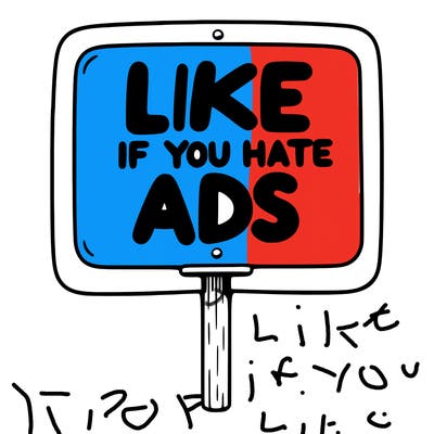 a sign that says like if you hate ads