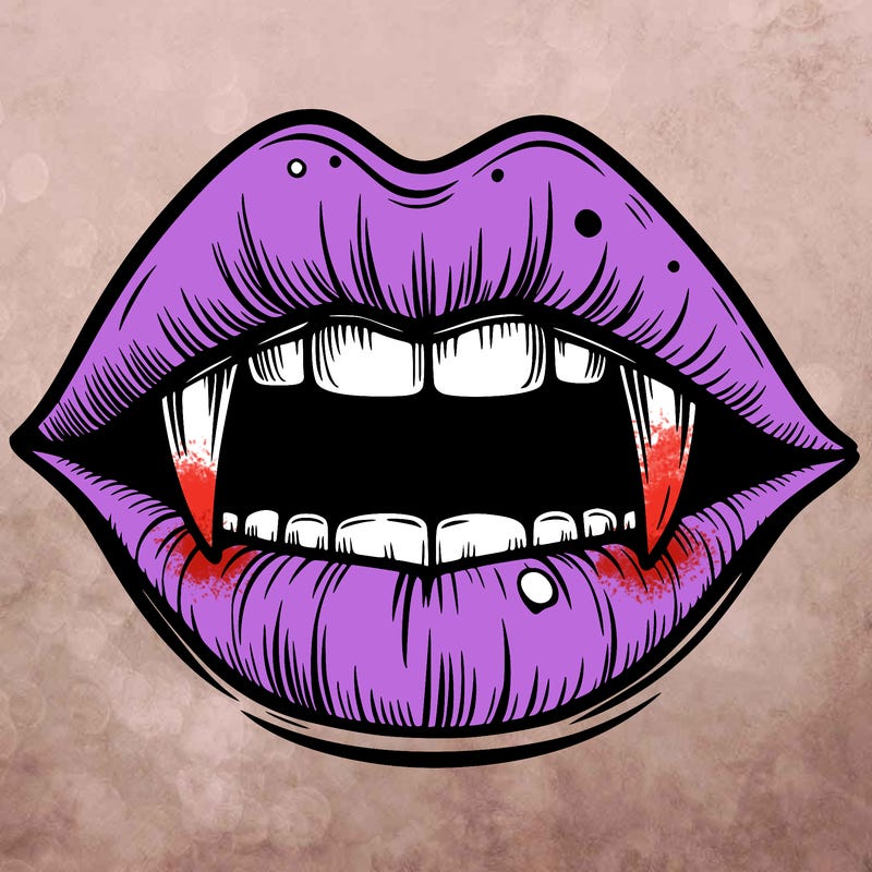 lips with vampire teeth