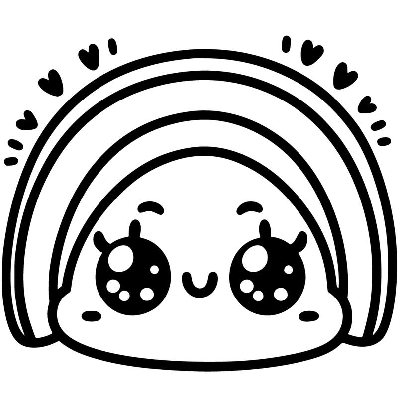 rainbow with cute face