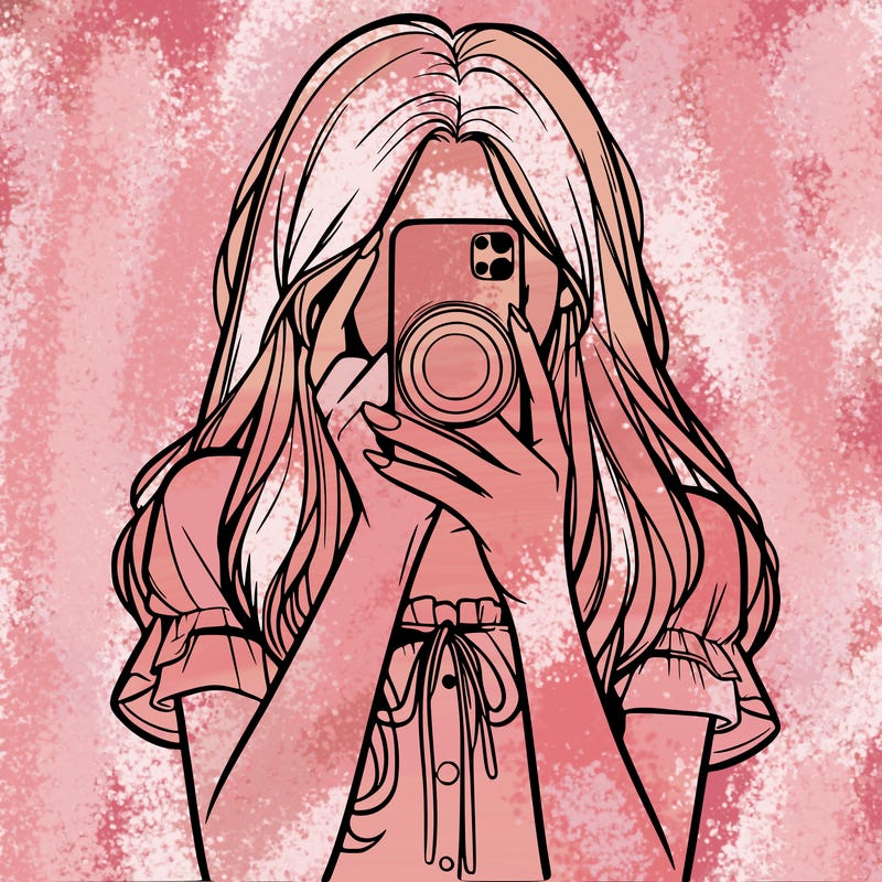 a realistic girl holding her phone taking pictures