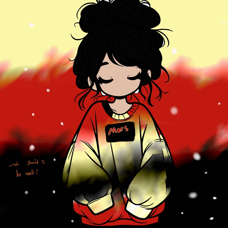 girl with baggy sweatshirt and messy bun