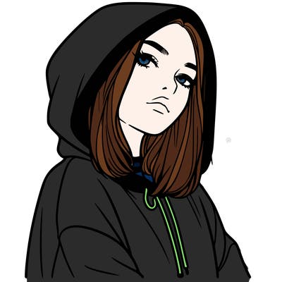 a realistic girl in a hoodie