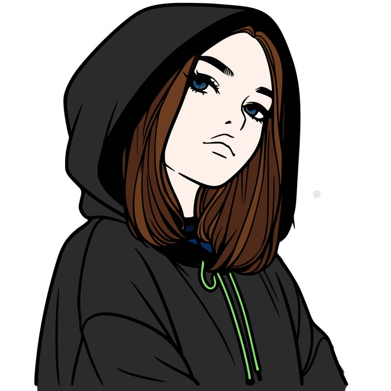a realistic girl in a hoodie