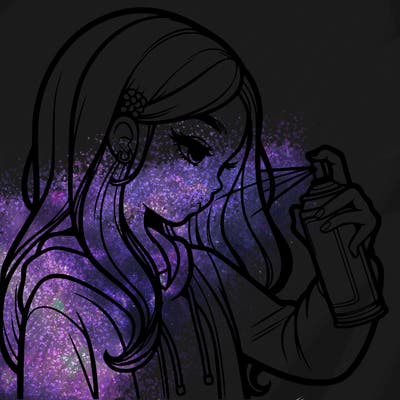 a realistic girl spray painting