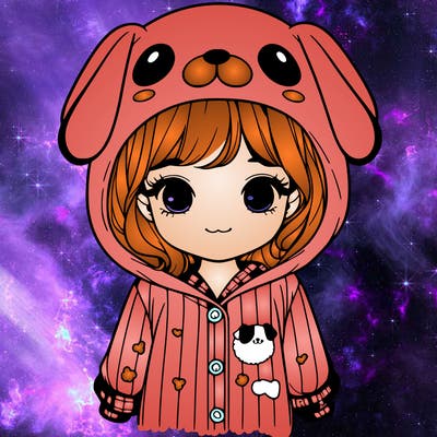 realistic girl in dog pjs