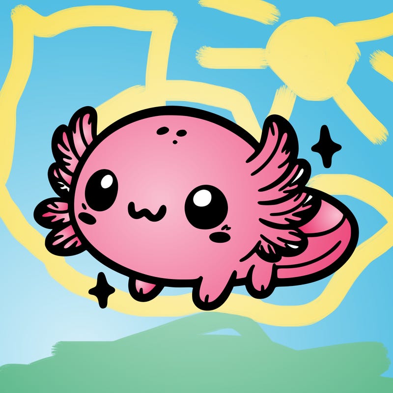 cute easy baby axolotl