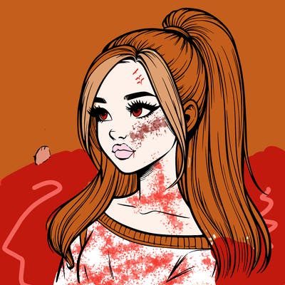 realistic girl with a high ponytail