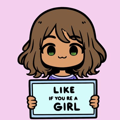 a cute girl holding a sign that says like if you’re a girl