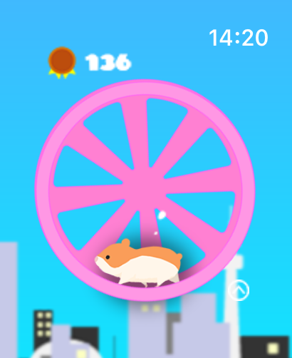 Infinite ∞ Hamster - Cute hamster running on a pink wheel over a city skyline
