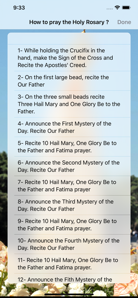 The Holy Rosary - A step by step guide on how to pray the Holy Rosary within the application