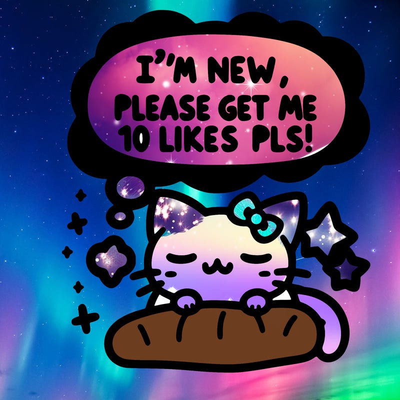 kitty taking a nap dream talking and saying "i'm new, please get me at least 10 likes pls!!"