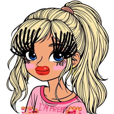 realistic girl with ponytail