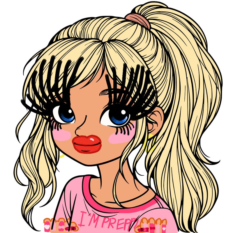 realistic girl with ponytail