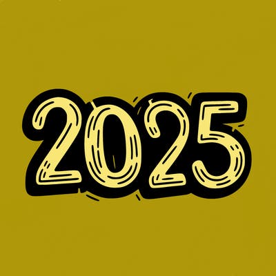 one line scrawled numbers sketch design “2025”