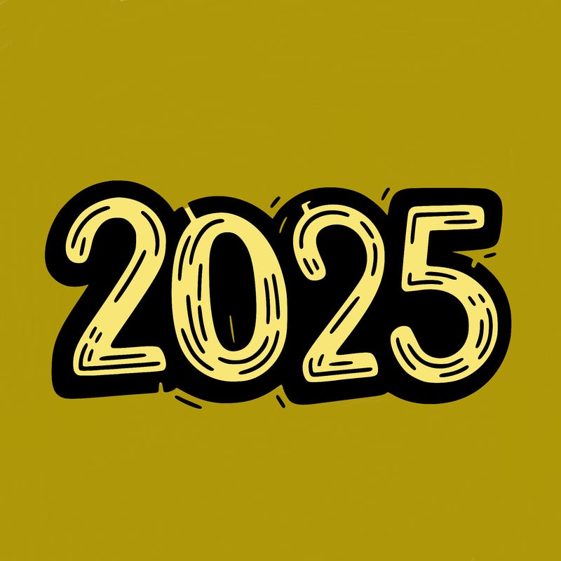 one line scrawled numbers sketch design “2025”