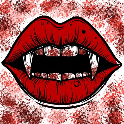 lips with vampire teeth