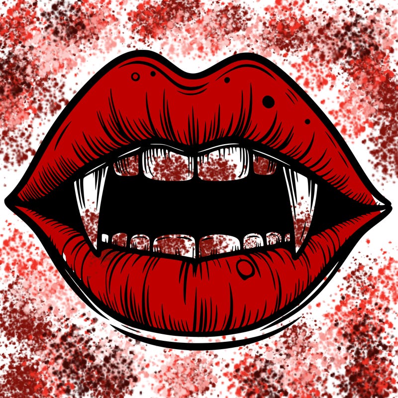lips with vampire teeth