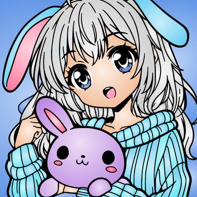 anime girl with a bunny sweater