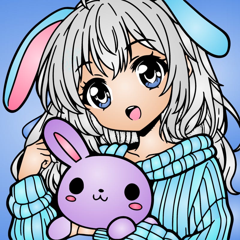 anime girl with a bunny sweater
