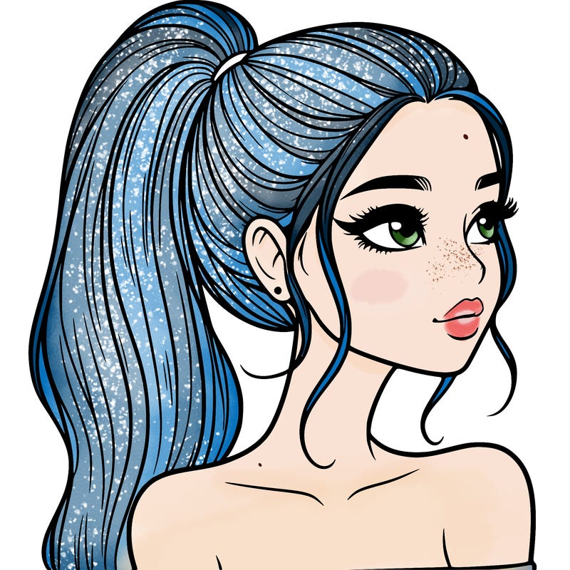 a beautiful and realistic girl with a high pony tail