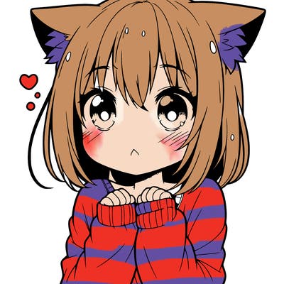 shy anime catgirl