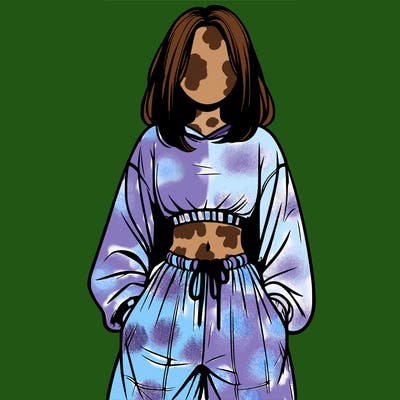 realistic girl faceless with baggy pants and a crop top