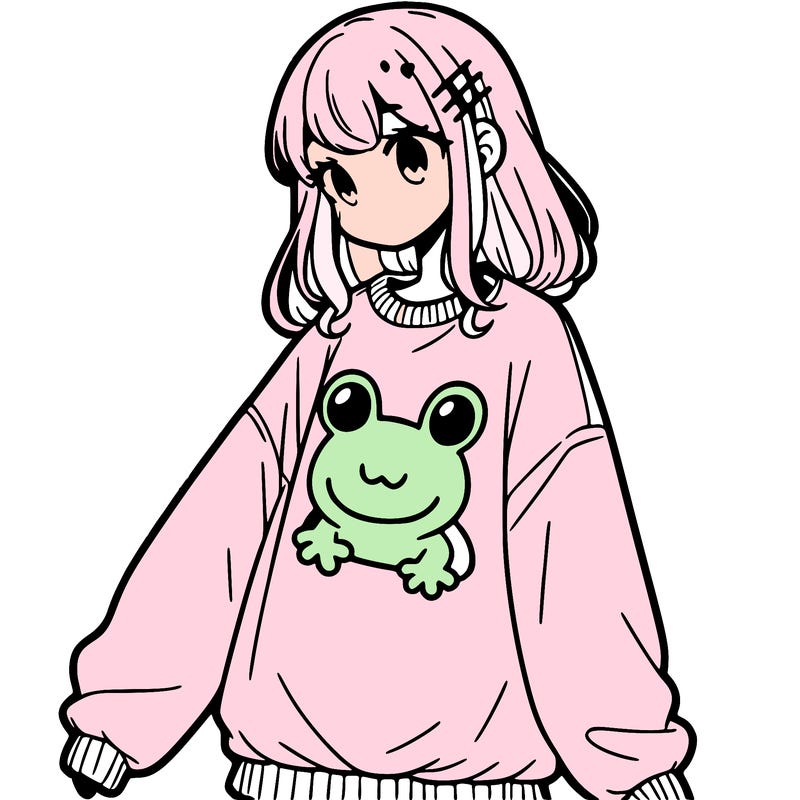 girl wearing frogging sweatshirt