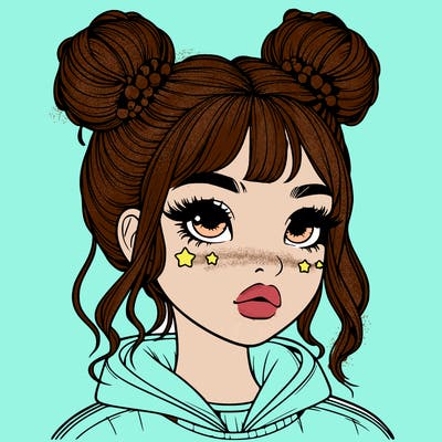 realistic girl with space buns