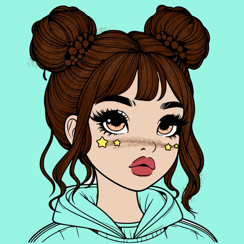 realistic girl with space buns