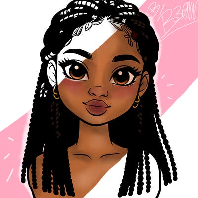 a realistic black girl with braids