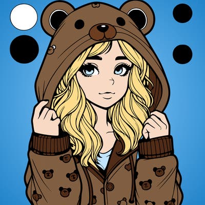 realistic girl in a animal pjs hoodie