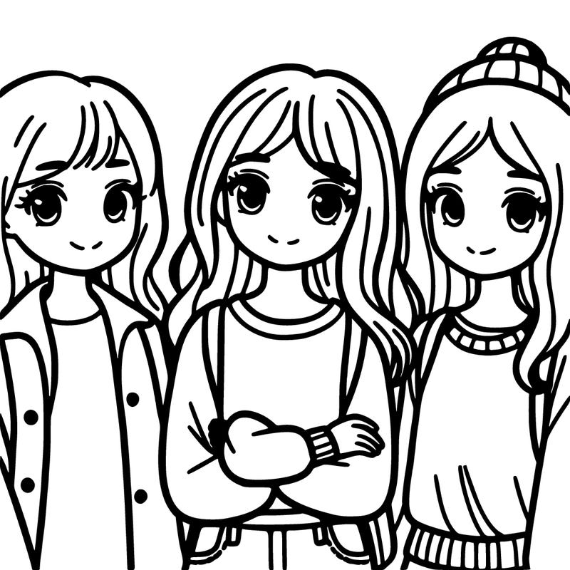 a group of three girls