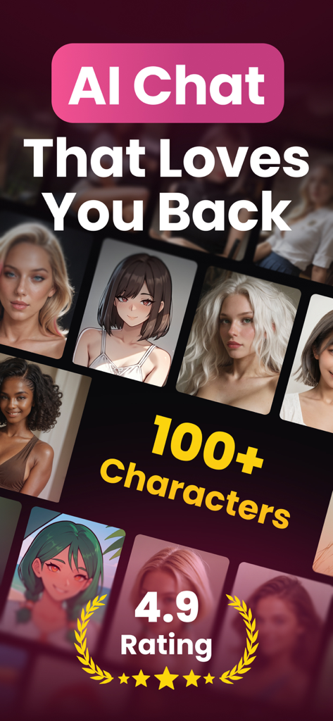 Selection of AI characters in the LaMi app with a 4.9 rating
